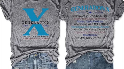 Generation X Crew Neck Loose Text Letters Simple T-Shirt for women's