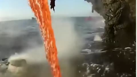 Massive volcano lava and fire 🌋 eruption in ocean