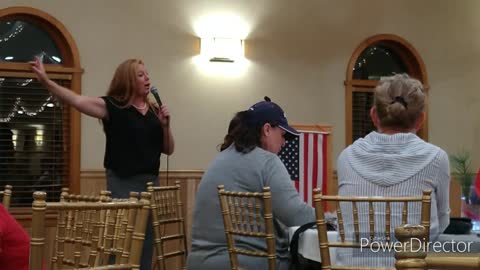 Terese Grinnell addresses the Christian Revolution attendees.