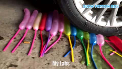 Crushing Crunchy & Soft Things by Car! EXPERIMENT Car vs Jelly Water balloons Turtles Toy