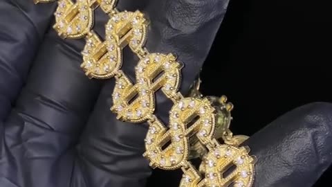 10K Yellow Gold Dollar Sign Bracelet by Ijaz Jewelers