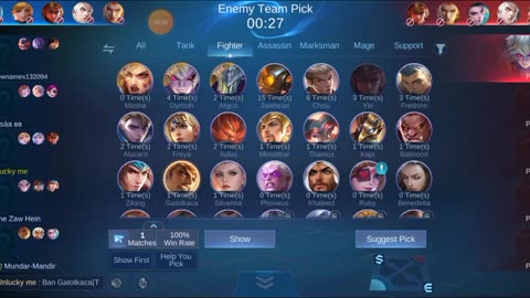 Mobile legend new draft pick interface