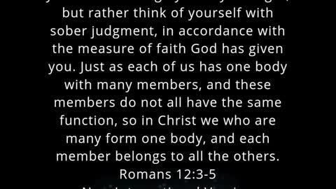 ✝️ Today's Bible Verse Romans 12:3-5