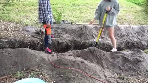 Digging Trench to Dock for Electric Boat Lift