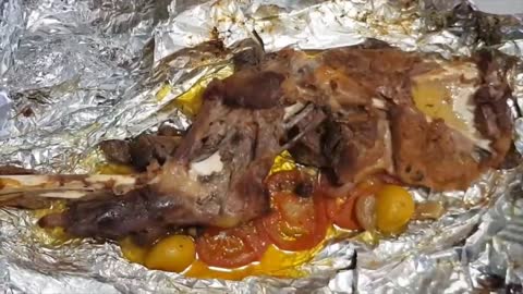 Mutton Lamb roast in low heat