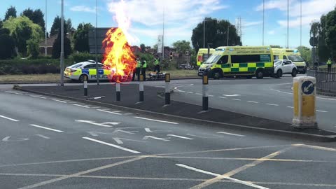 Police car on fire