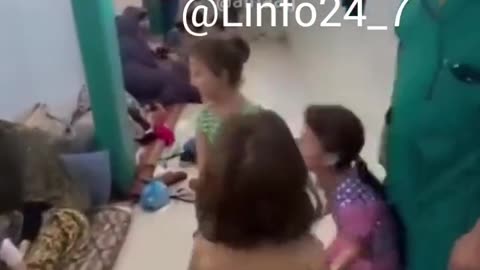 A group of Palestinian girls are playing “martyr game”