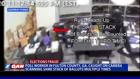 Poll Worker in Fulton County, Ga. Caught on Camera Scanning Same Stack of Ballots Multiple Times