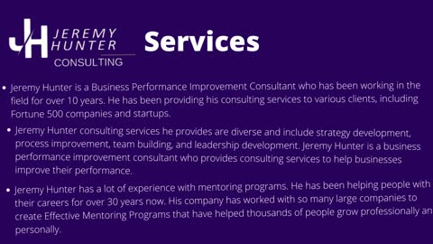 Individual Business Performance Improvement Consulting by Jeremy Hunter