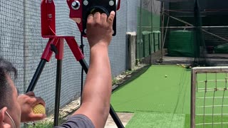 Cricket bowling in the tunnel net