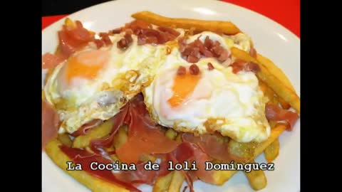 Receta Huevos rotos con jamón - Recetas de cocina, paso a paso,