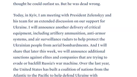 ALERT: Statement from President Joe Biden on Travel to Kyiv, Ukraine