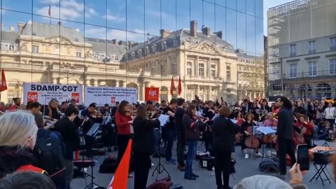 FRANCE - The orchestra plays before the constitutional court in Paris