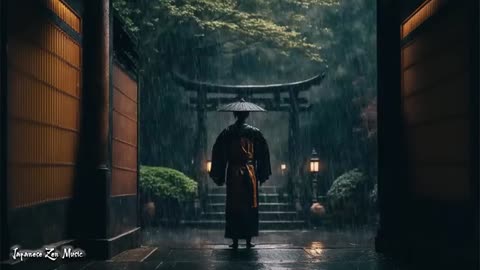 A Rainy Day at The Temple - Japanese Zen Music - Japanese Flute Music For Soothing, Meditation