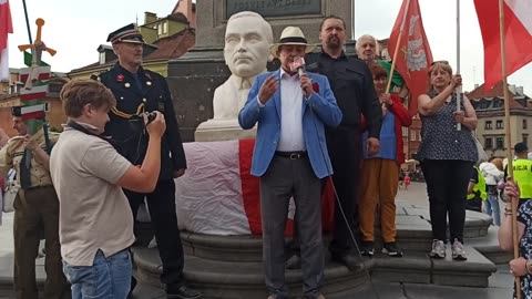 Prezydent 2RP Jan Zbigniew Potocki w Marszu Dmowski na Zamek - Pod kolumną Zygmunta 24.06.2023.