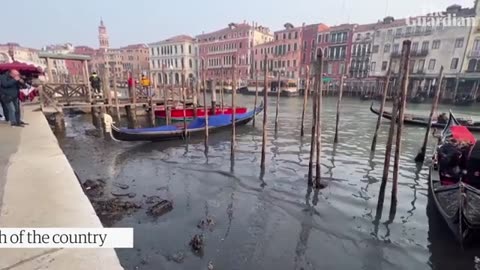 Venice canals almost dry amid low tides and lack of rain