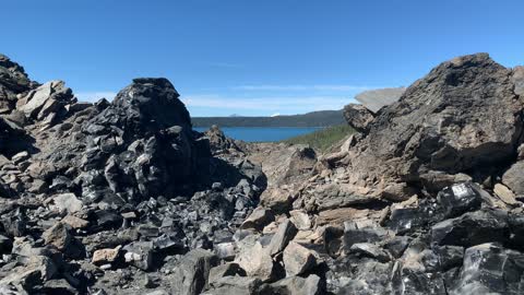 Central Oregon – Newberry – Long Distance Gazing Between Two Massive Piles of Obsidian Glass – 4K