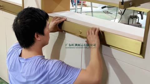 High-end jewelry display wall cabinet manufacturing in progress