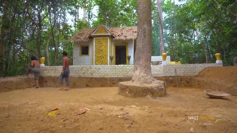 100 Days Building A Modern Underground Hut With A Grass Roof And A Swimming Pool