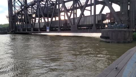 Train Crossing a Very Swollen River Both Directions