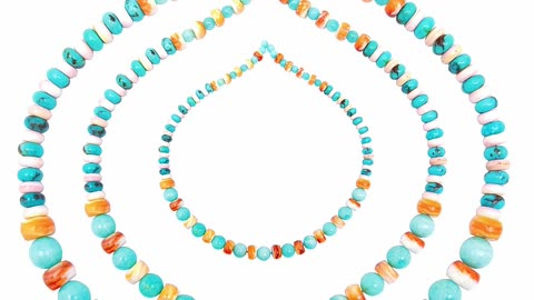 Natural turquoise and spiny oyster roundle beads with Amazonite smooth beads 01