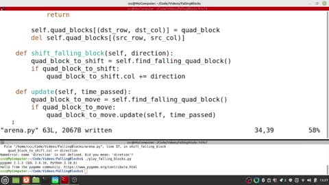 Python Tetris Part 9 (working on shifting block)