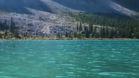 Majestic glacier waters of the Bow River, Alberta Canada.