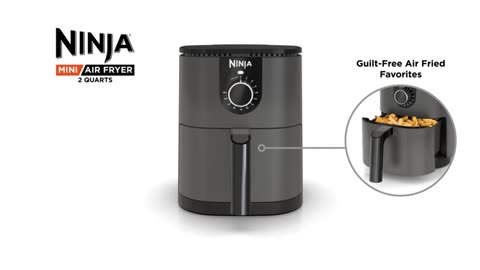 Ninja AF080 Mini Air Fryer, 2 Quarts Capacity, Compact, Nonstick, with Quick Set Timer, Grey