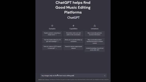 Watch How ChatGPT helps find Good Music Editing Platforms.