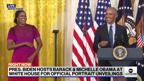 Barack and Michelle Obama return to the White House for portrait unveiling