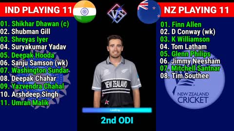 India vs New Zealand 1st ODI Playing 11 Comparison IND vs NZ 1st ODI Playing 11 India Playing 11