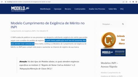 Modelo Cumprimento de Exigência de Mérito no INPI. Baixe e Resolva Agora Mesmo Essa Solicitação.