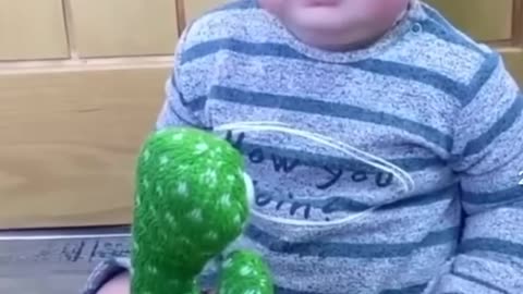 Cute Babies Playing with Dancing Cactus