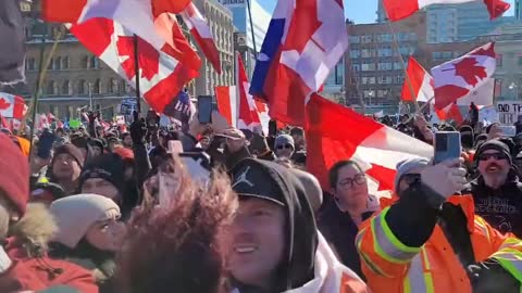 Truckers For Freedom: Crowds Sing The National Anthem of Canada