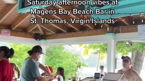 Saturday afternoon vibes atMagens Bay Beach Bar inSt. Thomas, Virgin Islands