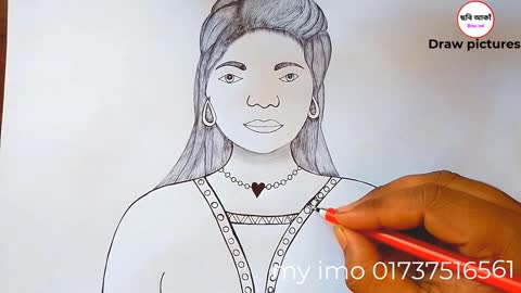 Sketching a picture of a girl with a pencil