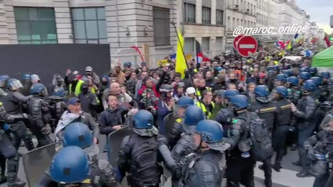 Paris, France: Police attack protesters and steal banner during Yellow Vest march (Nov. 19, 2022)