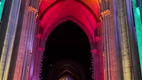 Cathedral of St John the Divine in New York city lights itself up for 'pride month' 🏳️‍🌈