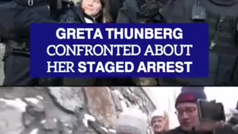 Greta Thunberg at Davos confronted about her staged arrest at a 'global warming' protest..