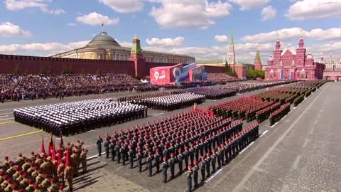 An anthem sounds on Red Square, solemn volleys thunder.