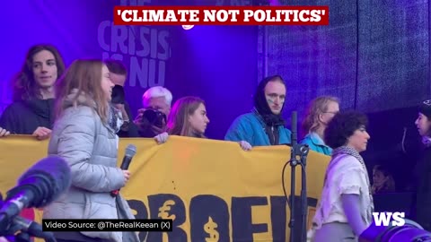 A climate activist interrupts Greta Thunberg’s speech