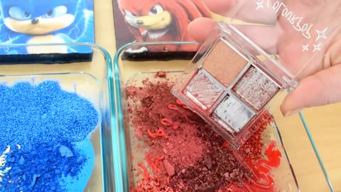 Sonic VS Cnuckles Mixing Makeup-Eyeshadow into Slime #ASMR-mp4