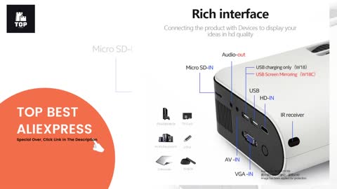 AUN MINI Projector W18, Local delivery in Russia. Optional W18C Wireless