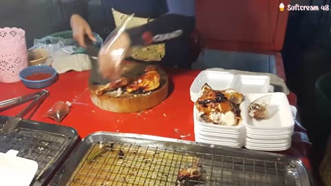 THAI STREET FOOD in Bangkok - Chicken Roast in Charcoal Oven _ Kai Ob Ong _ Softcream 48