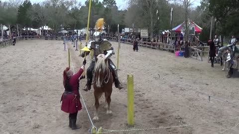 Jousting - 1st Session, Double Unhorsing, Mark Desmond & Charlie Andrews, Sherwood Forest