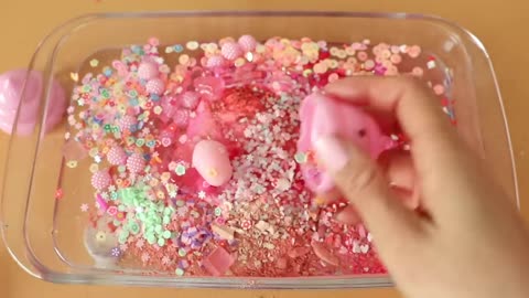 pink starbucks mixing slime, Glitters , Makeup