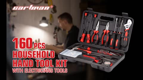 Review: Cartman 160 Piece General Household Hand Tool Set Kit with Plastic Toolbox Electricians...