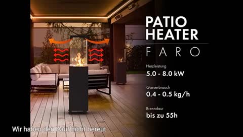 Planika - Faro – Terrassenheizer Gas schwarzer, 8kW tragbarer und freistehender, Propan Heizpilz