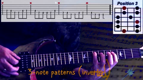 A Major Pentatonic Position 3 (3-note patters inverted)