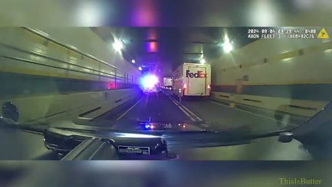 NYPD dashcam video shows Queens-Midtown Tunnel pursuit of "ghost plate" suspect